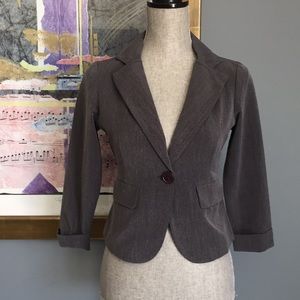NEW Flirtatious Cropped Lined Gray Blazer
